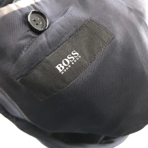 Hugo Boss Blazer Mens 38S Navy Virgin Wool Two Button Suit Jacket Sport Coat